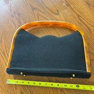 Vintage Black Wool Bobbie Jerome handbag with Bakelite handles